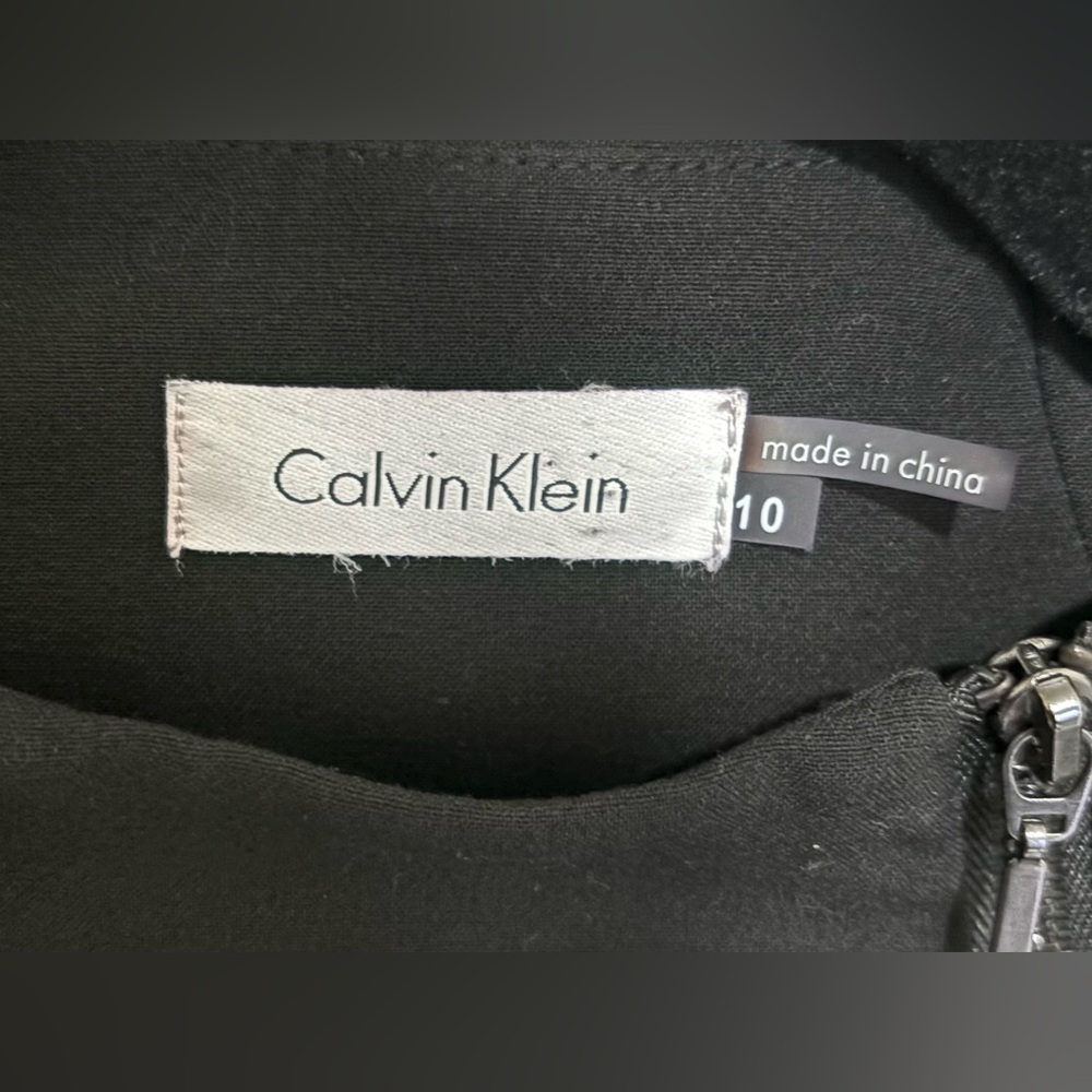 Calvin Klein High Neck Black Sleeveless  Dress with Zippers Size 10 - Picture 4 of 5